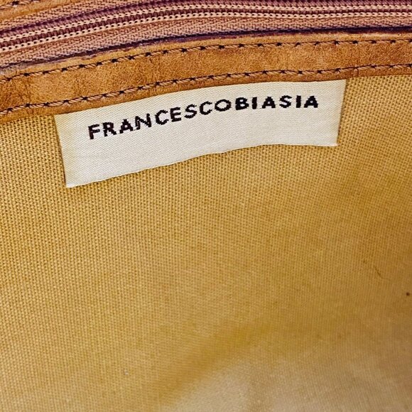 Rare Vintage Francesco Biasia Tan Leather Hobo Shoulder Bag Purse 11.5”x9”x3” - Picture 4 of 6